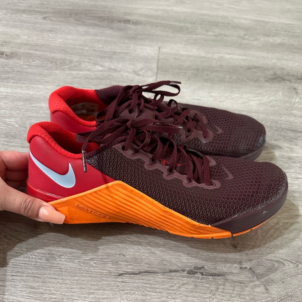 Nike Mens Metcon 5 Night Maroon Red Orange Training Crossfit